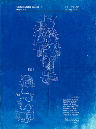 Picture of PP309-FADED BLUEPRINT APOLLO SPACE SUIT PATENT POSTER