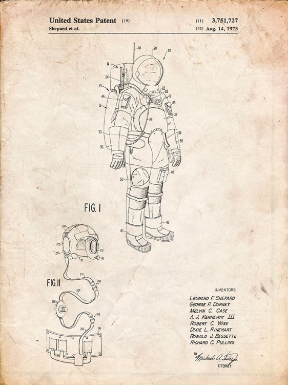 Picture of PP309-VINTAGE PARCHMENT APOLLO SPACE SUIT PATENT POSTER