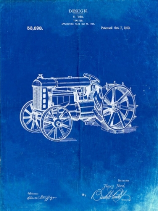 Picture of PP310-FADED BLUEPRINT FORDSON TRACTOR PATENT POSTER