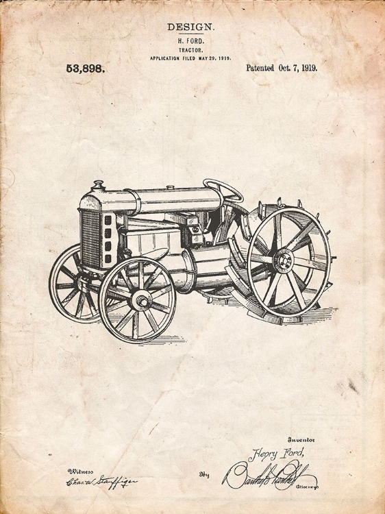Picture of PP310-VINTAGE PARCHMENT FORDSON TRACTOR PATENT POSTER