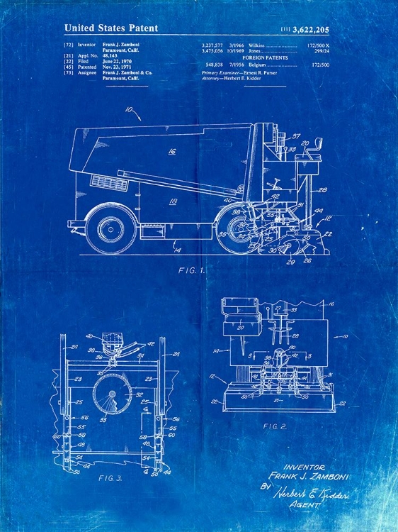 Picture of PP313-FADED BLUEPRINT ICE RESURFACING PATENT POSTER