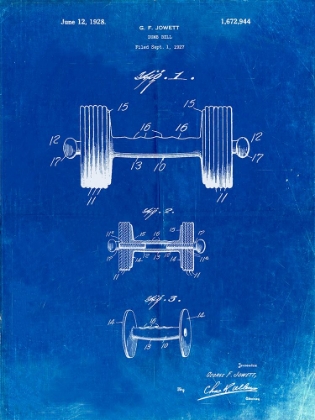 Picture of PP314-FADED BLUEPRINT DUMBBELL PATENT POSTER