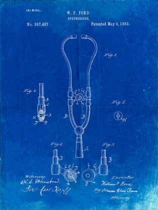 Picture of PP315-FADED BLUEPRINT STETHOSCOPE PATENT POSTER