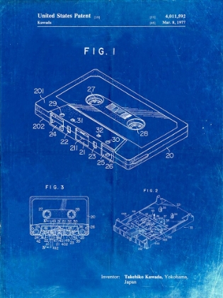 Picture of PP319-FADED BLUEPRINT CASSETTE TAPE PATENT POSTER