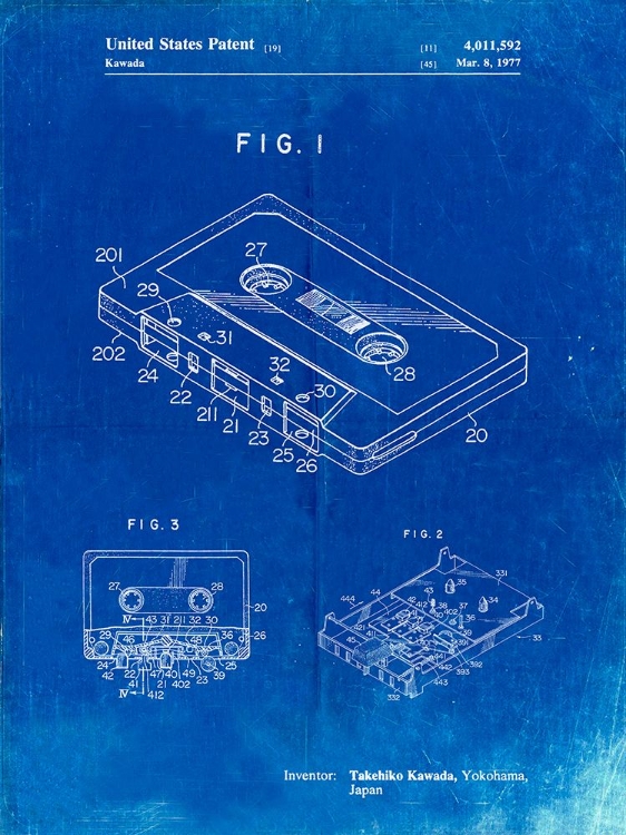 Picture of PP319-FADED BLUEPRINT CASSETTE TAPE PATENT POSTER