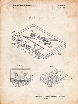 Picture of PP319-VINTAGE PARCHMENT CASSETTE TAPE PATENT POSTER