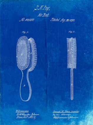 Picture of PP344-FADED BLUEPRINT VINTAGE HAIR BRUSH PATENT POSTER