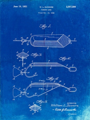Picture of PP420-FADED BLUEPRINT SPOON FISHING LURE POSTER