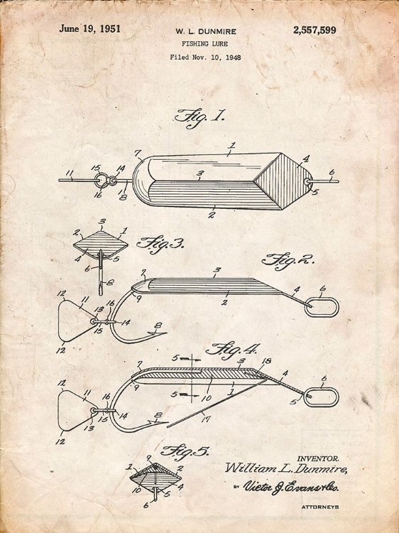 Picture of PP420-VINTAGE PARCHMENT SPOON FISHING LURE POSTER