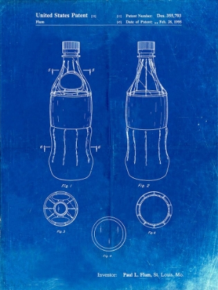 Picture of PP432-FADED BLUEPRINT COKE BOTTLE DISPLAY COOLER PATENT POSTER