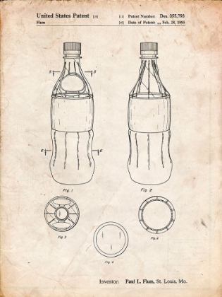 Picture of PP432-VINTAGE PARCHMENT COKE BOTTLE DISPLAY COOLER PATENT POSTER