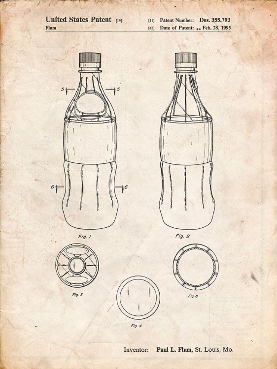 Picture of PP432-VINTAGE PARCHMENT COKE BOTTLE DISPLAY COOLER PATENT POSTER