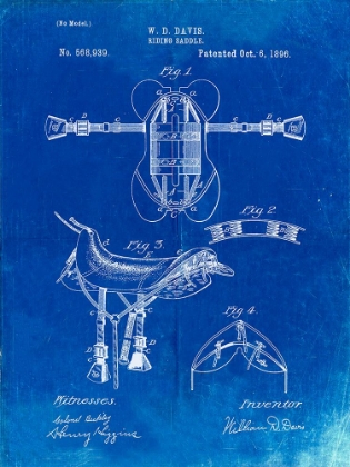Picture of PP444-FADED BLUEPRINT HORSE SADDLE PATENT POSTER