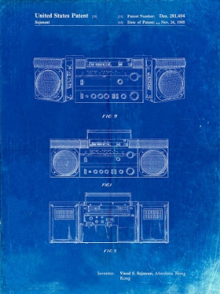 Picture of PP448-FADED BLUEPRINT HITACHI BOOM BOX PATENT POSTER