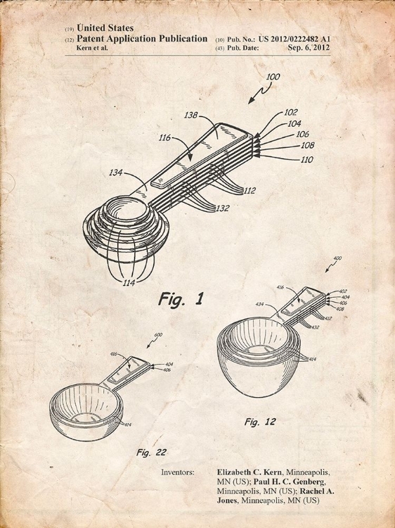Picture of PP484-VINTAGE PARCHMENT STACKING MEASURING CUPS PATENT POSTER