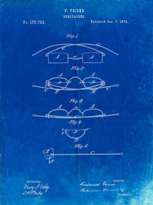 Picture of PP487-FADED BLUEPRINT EYE GLASSES PATENT POSTER