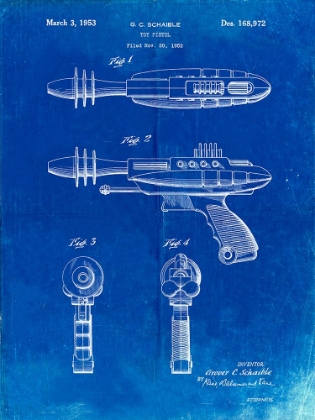 Picture of PP498-FADED BLUEPRINT TOY LASER GUN PATENT PRINT
