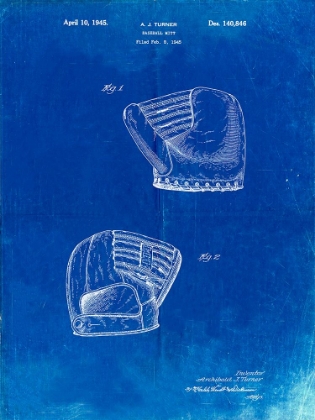 Picture of PP538-FADED BLUEPRINT A.J. TURNER BASEBALL MITT PATENT POSTER