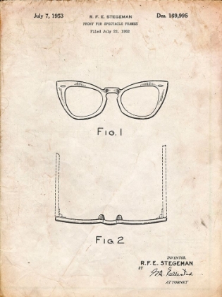 Picture of PP541-VINTAGE PARCHMENT RAY BAN HORN RIMMED GLASSES PATENT POSTER