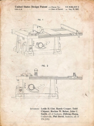 Picture of PP999-VINTAGE PARCHMENT PORTER CABLE TABLE SAW PATENT POSTER