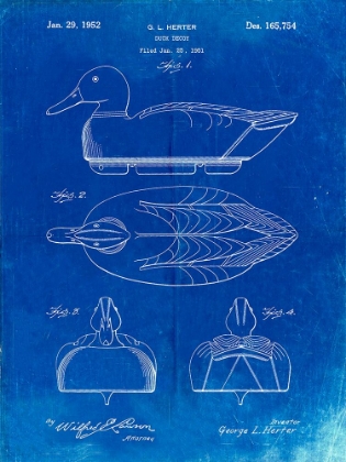 Picture of PP1001-FADED BLUEPRINT PROPELLED DUCK DECOY PATENT POSTER