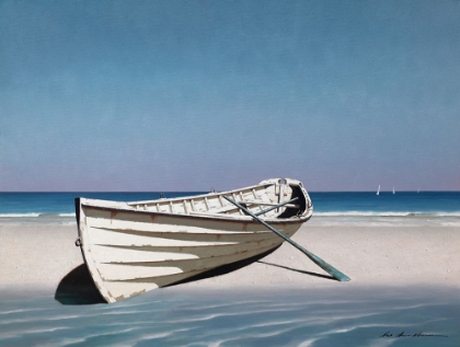 Picture of WHITE BOAT ON BEACH