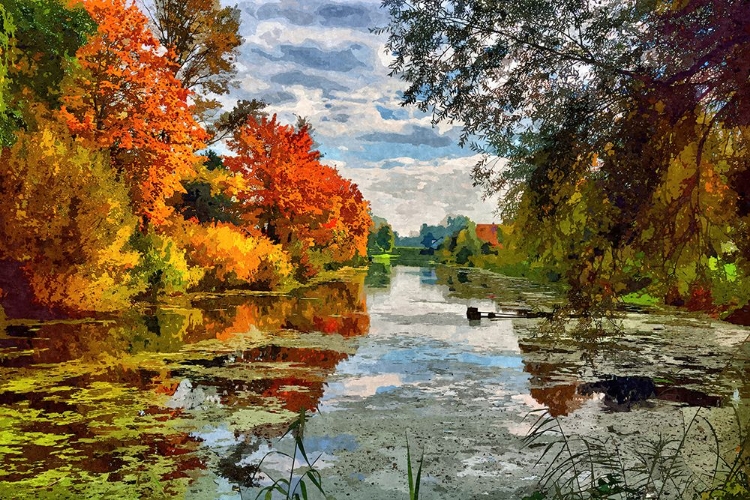 Picture of LAKESIDE AUTUMN TREES