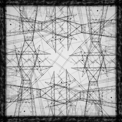 Picture of BLACK AND WHITE OF POWER LINES AND TOWERS ABSTRACT