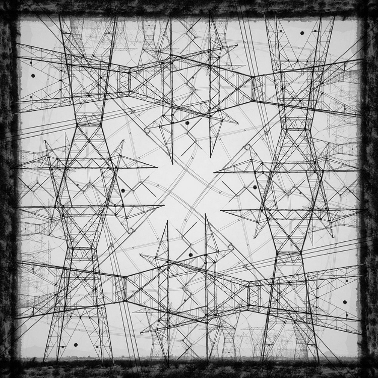 Picture of BLACK AND WHITE OF POWER LINES AND TOWERS ABSTRACT