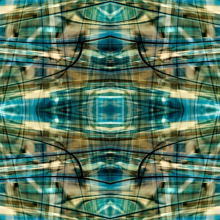 Picture of TURQUOISE-BLACK AND BRONZE METALLIC ABSTRACT