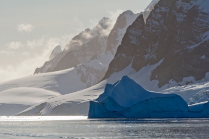 Picture of LANDSCAPE OF SNOW COVERED ISLAND WITH ICEBERG IN SOUTH ATLANTIC OCEAN-ANTARCTICA