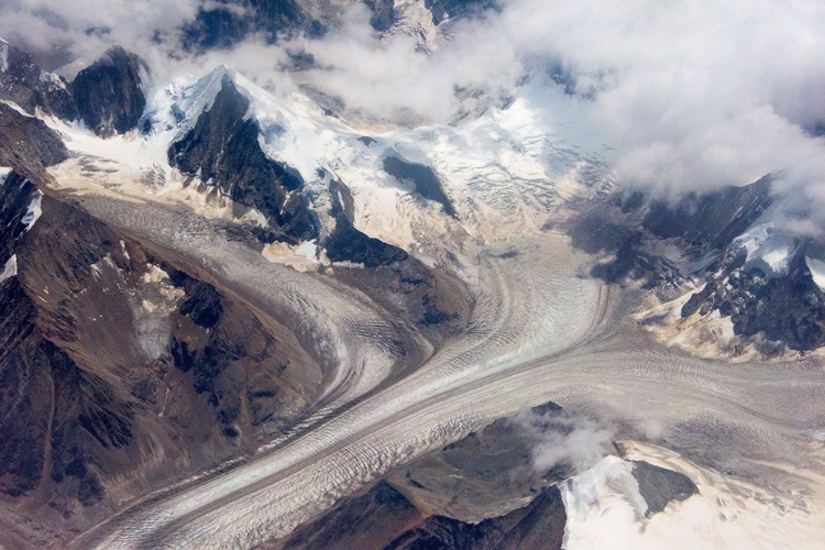 Picture of AERIAL VIEW OF SNOW MOUNTAIN AND GLACIER ON TIBETAN PLATEAU-CHINA