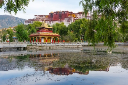 Picture of POTALA PALACE-UNESCO WORLD HERITAGE SITE-WITH REFLECTION IN THE LAKE WATER-LHASA-TIBET-CHINA