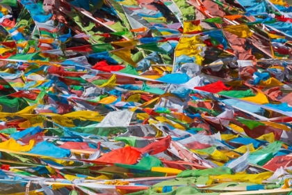 Picture of PRAYER FLAGS ON TIBETAN PLATEAU-NAMTSO-LAKE NAM-TIBET-CHINA