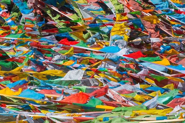 Picture of PRAYER FLAGS ON TIBETAN PLATEAU-NAMTSO-LAKE NAM-TIBET-CHINA