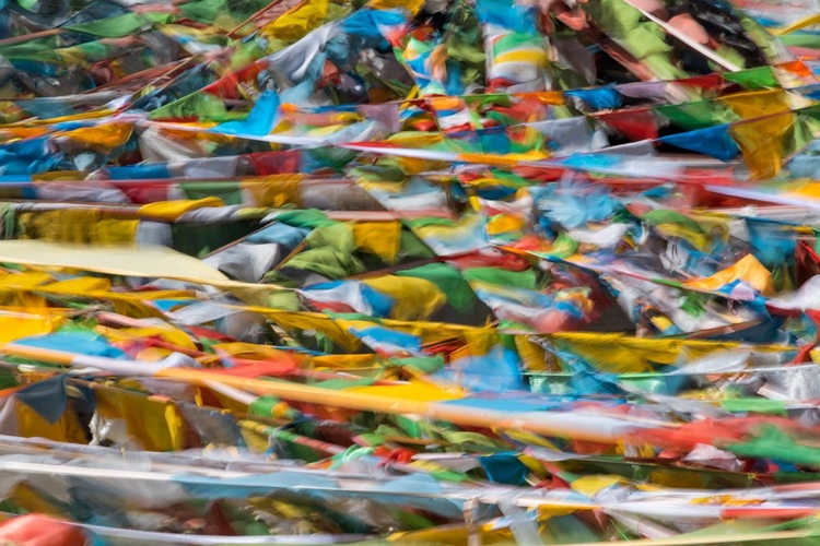 Picture of PRAYER FLAGS ON TIBETAN PLATEAU-NAMTSO-LAKE NAM-TIBET-CHINA