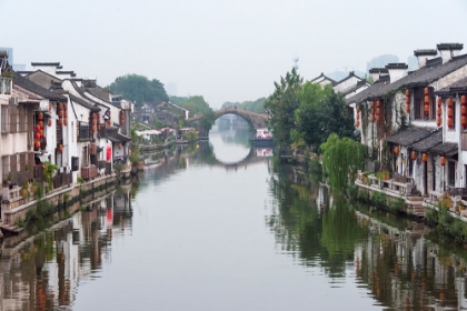 Picture of TRADITIONAL HOUSE AND STONE BRIDGE ON THE GRAND CANAL-WUXI-JIANGSU PROVINCE-CHINA
