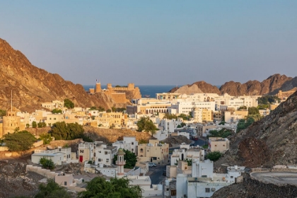 Picture of MIDDLE EAST-ARABIAN PENINSULA-OMAN-MUSCAT-SUNSET VIEW OF A NEIGHBORHOOD IN THE HILLS OF MUSCAT