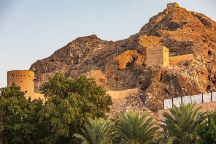 Picture of MIDDLE EAST-ARABIAN PENINSULA-OMAN-MUSCAT-ANCIENT FORT ON A MOUNTAIN ABOVE MUSCAT