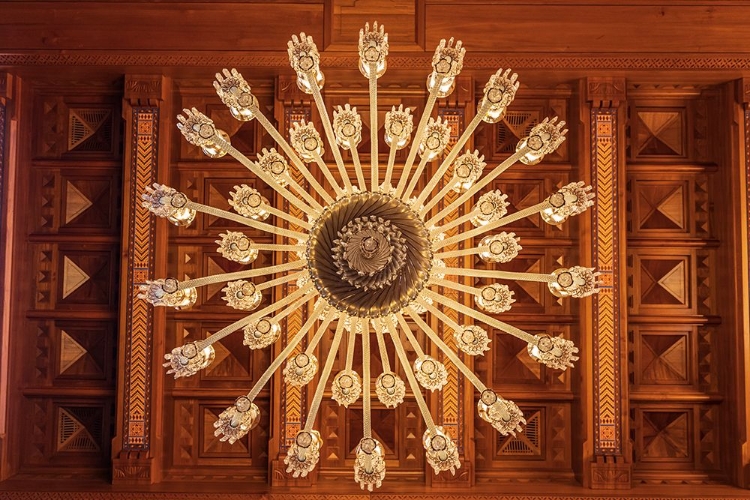 Picture of MIDDLE EAST-ARABIAN PENINSULA-OMAN-MUSCAT-CHANDELIER IN THE SULTAN QABOOS GRAND MOSQUE IN MUSCAT