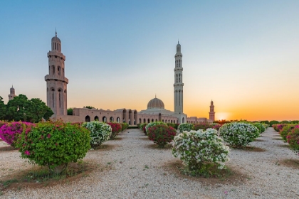 Picture of MIDDLE EAST-ARABIAN PENINSULA-OMAN-MUSCAT-SUNSET VIEW OF THE SULTAN QABOOS GRAND MOSQUE IN BAWSHAR