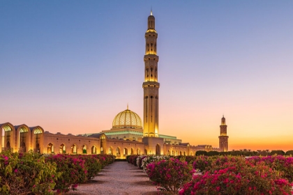 Picture of MIDDLE EAST-ARABIAN PENINSULA-OMAN-MUSCAT-SUNSET VIEW OF THE SULTAN QABOOS GRAND MOSQUE IN BAWSHAR
