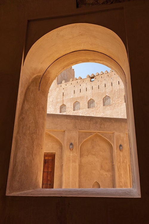 Picture of MIDDLE EAST-ARABIAN PENINSULA-OMAN-AD DAKHILIYAH-BAHLA-VIEW THROUGH A WINDOW IN JABREEN CASTLE