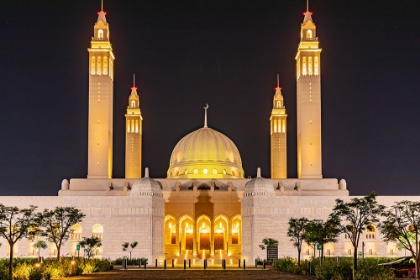 Picture of MIDDLE EAST-ARABIAN PENINSULA-OMAN-AD DAKHILIYAH-NIZWA-NIGHT VIEW OF THE SULTAN QABOOS GRAND MOSQUE