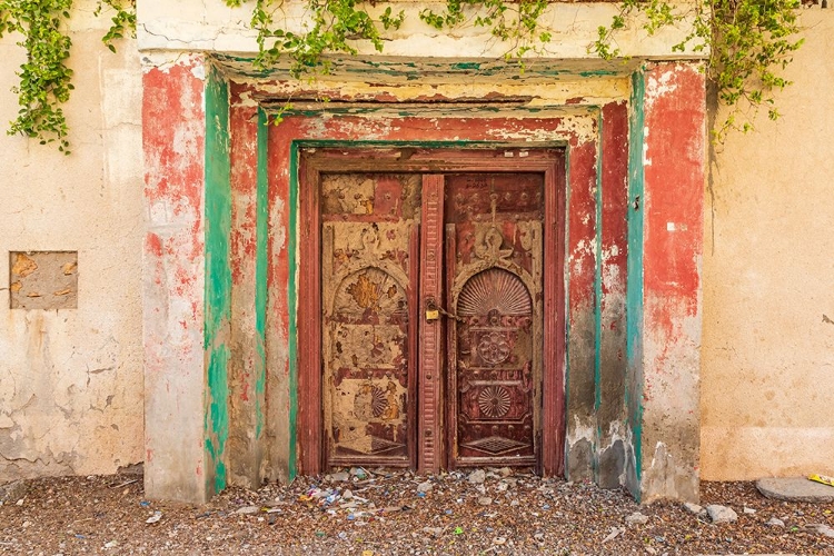 Picture of MIDDLE EAST-ARABIAN PENINSULA-AL BATINAH SOUTH-OLD CARVED WOODEN DOOR ON A BUILDING IN OMAN