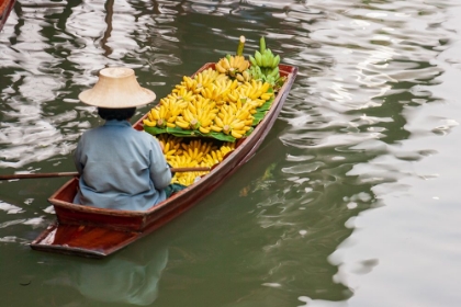 Picture of DAMNOEN SADUAK FLOATING MARKET-BANGKOK-THAILAND-WOMAN WITH BOATLOAD OF BANANAS