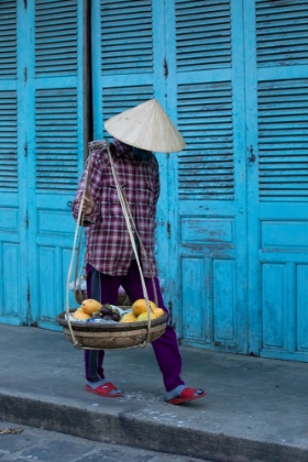 Picture of VIETNAM-STREET VENDOR WITH FRUIT AND VEGETABLE BASKET-HOI ANH