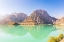 Picture of ISKANDERKUL-SUGHD PROVINCE-TAJIKISTAN MOUNTAINS AND BLUE SKY ABOVE ISKANDERKUL LAKE