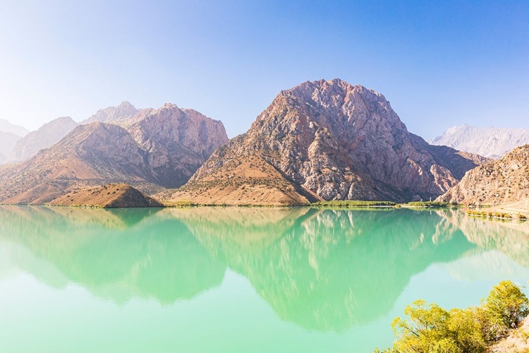 Picture of ISKANDERKUL-SUGHD PROVINCE-TAJIKISTAN MOUNTAINS AND BLUE SKY ABOVE ISKANDERKUL LAKE