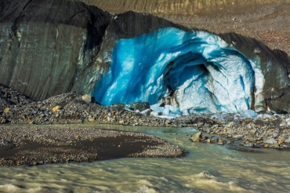 Picture of BLUE ICE AND MELTWATER AT THE TOE OF THE ATHABASCA GLACIER-JASPER NATIONAL PARK-ALBERTA-CANADA